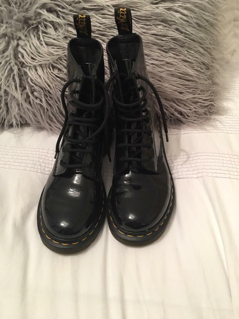 black patent doc martens size 4
